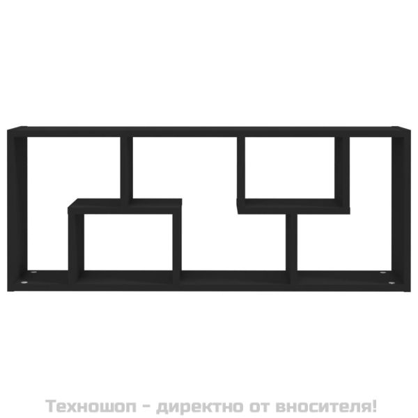 Стенен рафт, черен, 36x16x90 см, инженерно дърво