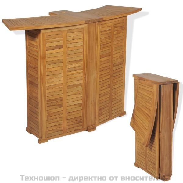 Бистро комплект със сгъваеми столове, 3 части, тик масив