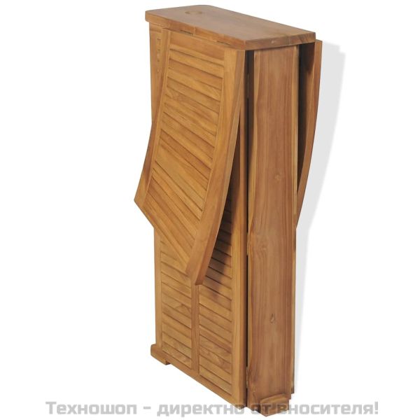 Бистро комплект със сгъваеми столове, 3 части, тик масив