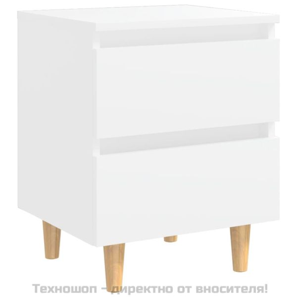 Нощни шкафчета с крака от боров масив, 2 бр, бели, 40x35x50 см