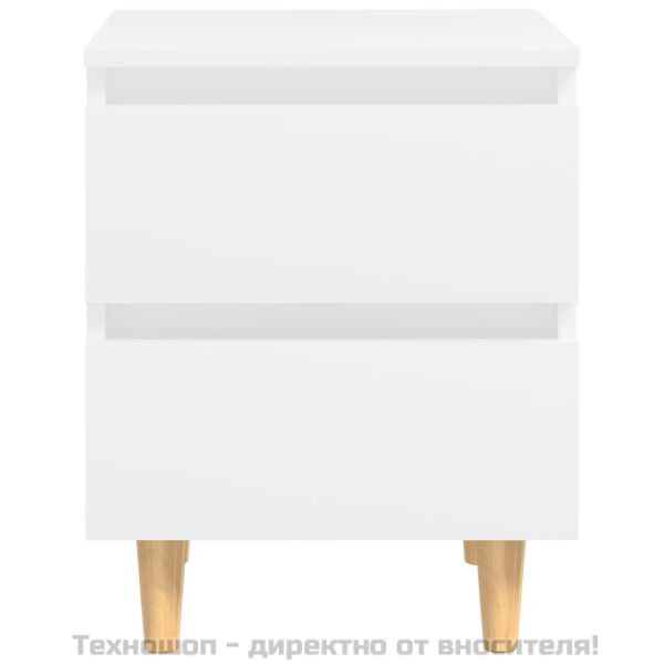 Нощни шкафчета с крака от боров масив, 2 бр, бели, 40x35x50 см