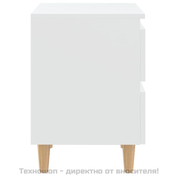 Нощни шкафчета с крака от боров масив, 2 бр, бели, 40x35x50 см