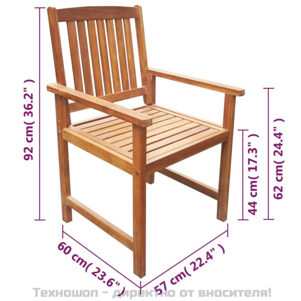 Градински столове, 2 бр, акация масив, кафяви