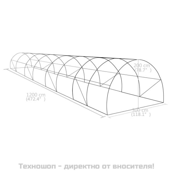 Оранжерия, 36 м², 1200x300x200 см