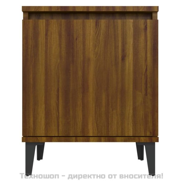 Нощно шкафче с метални крака, кафяв дъб, 40x30x50 см