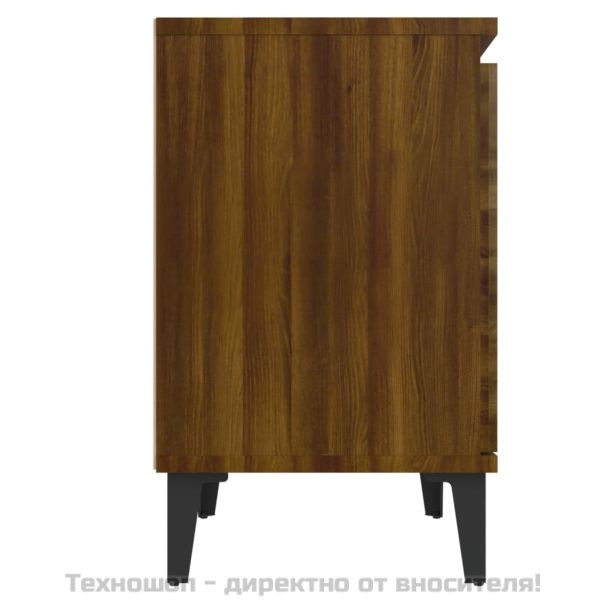 Нощно шкафче с метални крака, кафяв дъб, 40x30x50 см