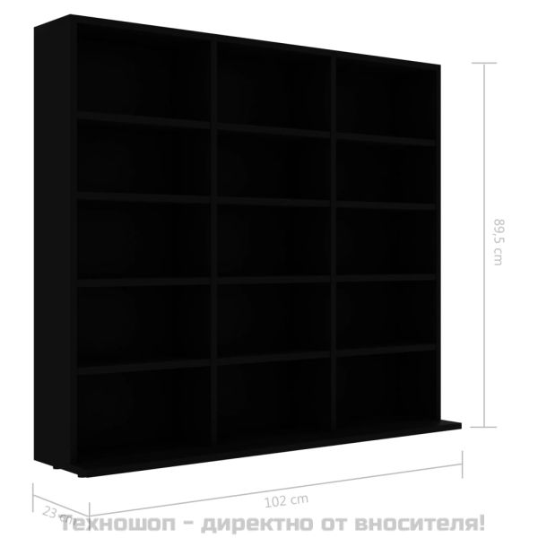 CD шкаф, черен, 100x23x89,5 см, инженерно дърво