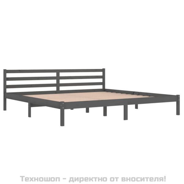 Рамка за легло, бор масив, 200x200 см, сива