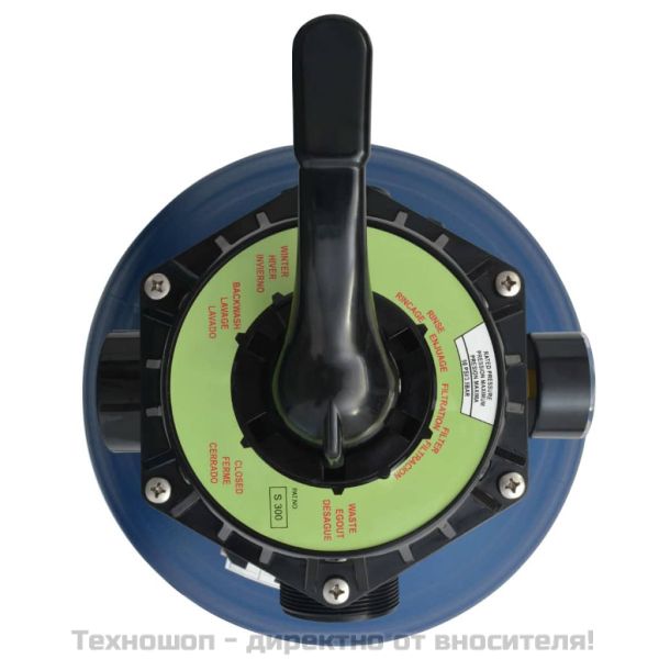 Пясъчен филтър за басейн, 6 позиционен клапан, син, 460 мм