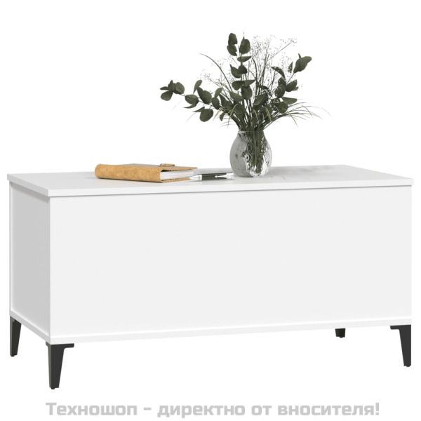 Кафе маса, бяла, 90x44,5x45 см, инженерно дърво