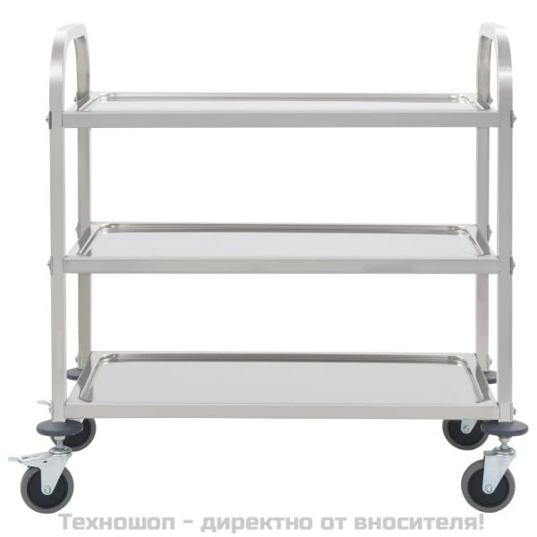 Кухненска количка с 3 рафта, 96,5x55x90 см, неръждаема стомана
