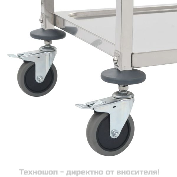 Кухненска количка с 3 рафта, 96,5x55x90 см, неръждаема стомана