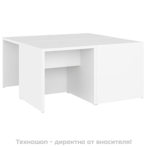 Маси за кафе, 4 бр, бели, 33x33x33 см, инженерно дърво