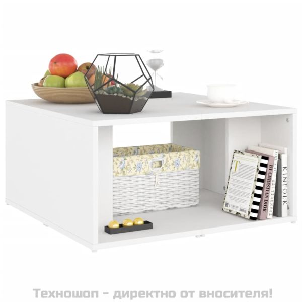 Маси за кафе, 4 бр, бели, 33x33x33 см, инженерно дърво