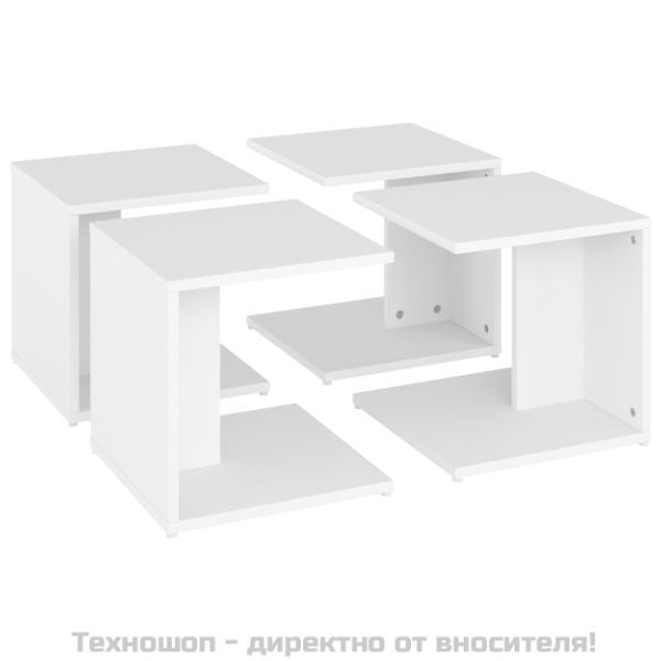 Маси за кафе, 4 бр, бели, 33x33x33 см, инженерно дърво