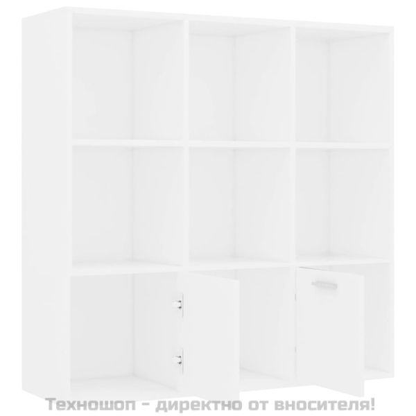 Шкаф библиотека, бял, 98x30x98 см, инженерно дърво