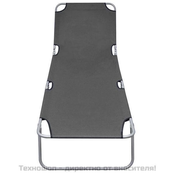 Сгъваем шезлонг с регулируема облегалка, сив