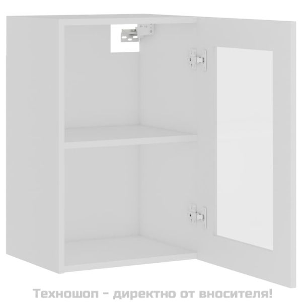 Висящ стъклен шкаф "Lyon", бял, 40x31x60 см, инженерно дърво