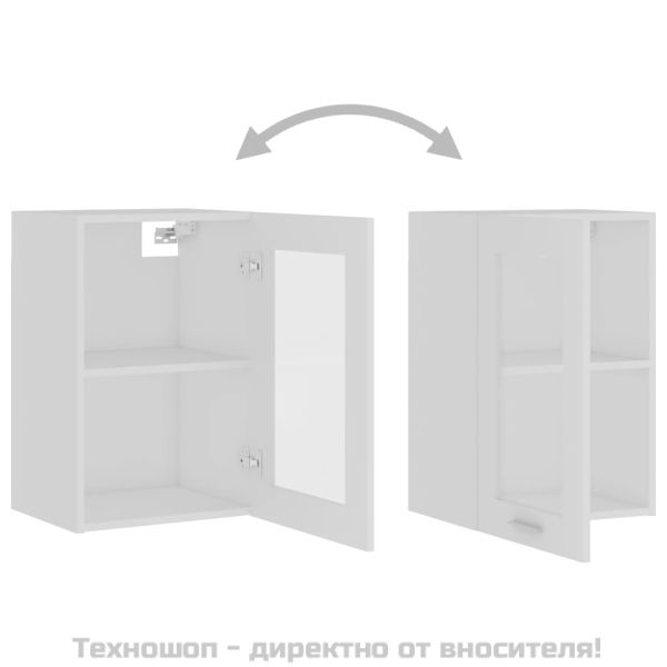 Висящ стъклен шкаф "Lyon", бял, 40x31x60 см, инженерно дърво