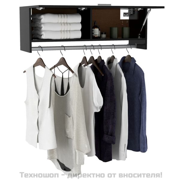 Гардероб, черен, 100x32,5x35 см, инженерно дърво