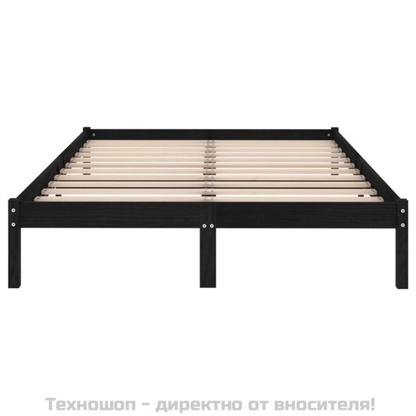 Рамка за легло, черна, бор масив, 140x190 cм