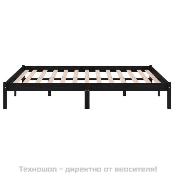 Рамка за легло, черна, бор масив, 140x190 cм