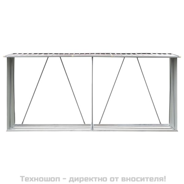 Навес за дърва, поцинкована стомана, 330x84x152 см, кафяв