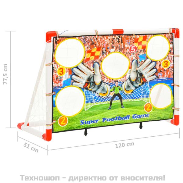 Комплект детска футболна врата, стена за голове, 120x51x77,5 см