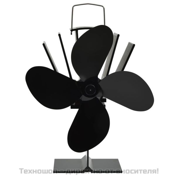 Вентилатор за печка за топъл въздух, 4 перки, черен
