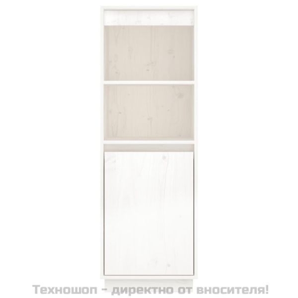 Висок шкаф, бял, 37x34x110 см, борово дърво масив