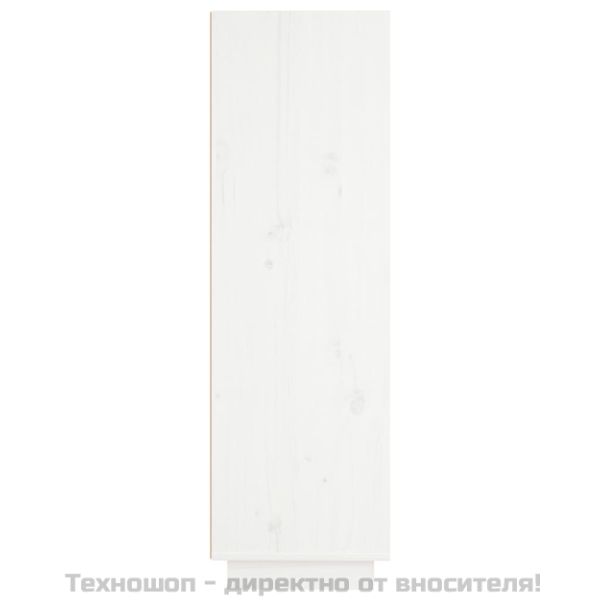 Висок шкаф, бял, 37x34x110 см, борово дърво масив