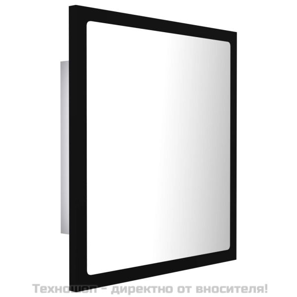 LED огледало за баня, черно, 40x8,5x37 см, акрил