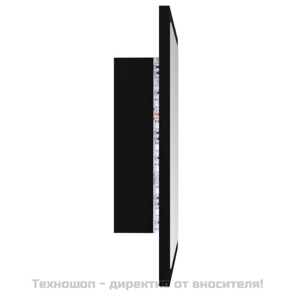 LED огледало за баня, черно, 40x8,5x37 см, акрил