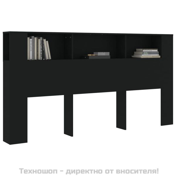 Табла за легло тип шкаф, черна, 200x18,5x104,5 см