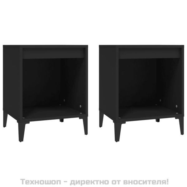 Нощни шкафчета, 2 бр, черен, 40x35x50 см