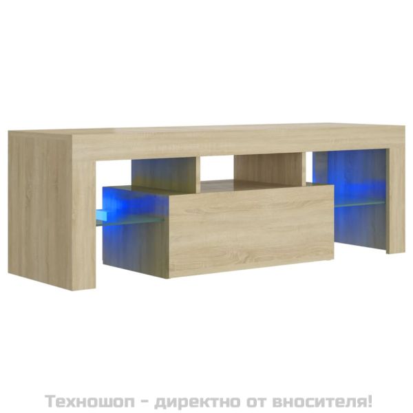 ТВ шкаф с LED осветление, дъб сонома, 120x35x40 см