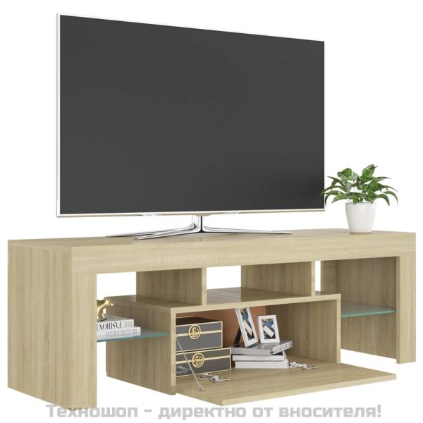 ТВ шкаф с LED осветление, дъб сонома, 120x35x40 см