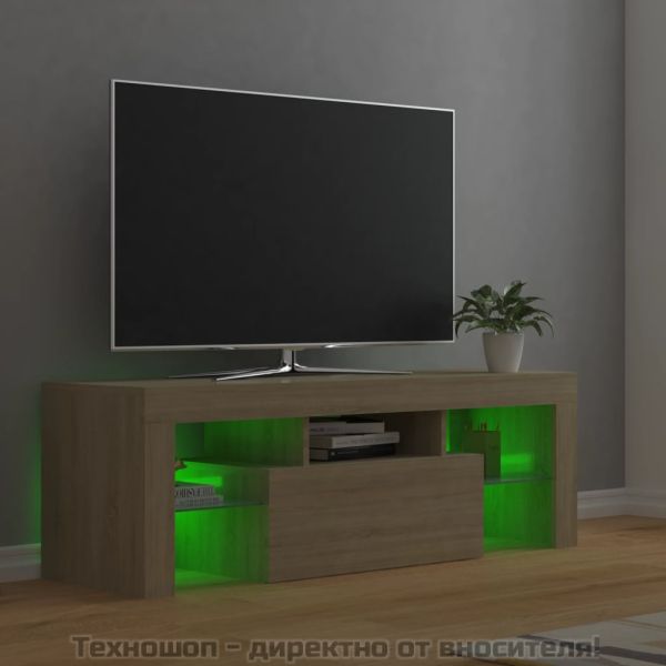 ТВ шкаф с LED осветление, дъб сонома, 120x35x40 см
