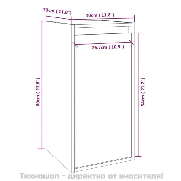 Стенни шкафове, 2 бр, черни, 30x30x60 см, бор масив