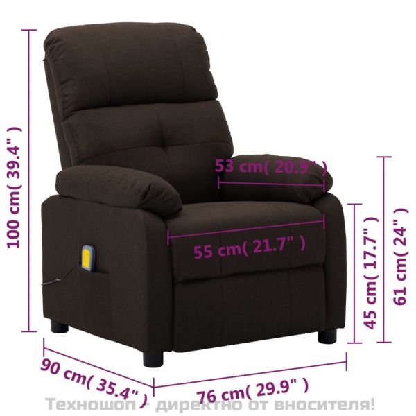 Масажен стол, тъмнокафяв, текстил