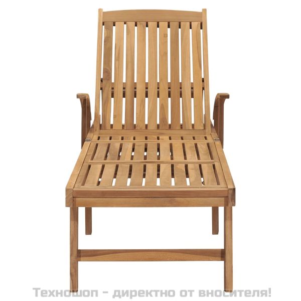 Шезлонг с масичка, тиково дърво масив
