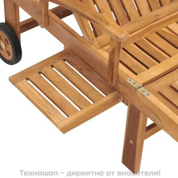 Шезлонг с масичка, тиково дърво масив
