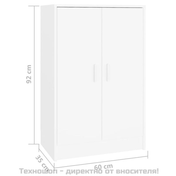 Шкаф за обувки, бял, 60x35x92 см, инженерно дърво