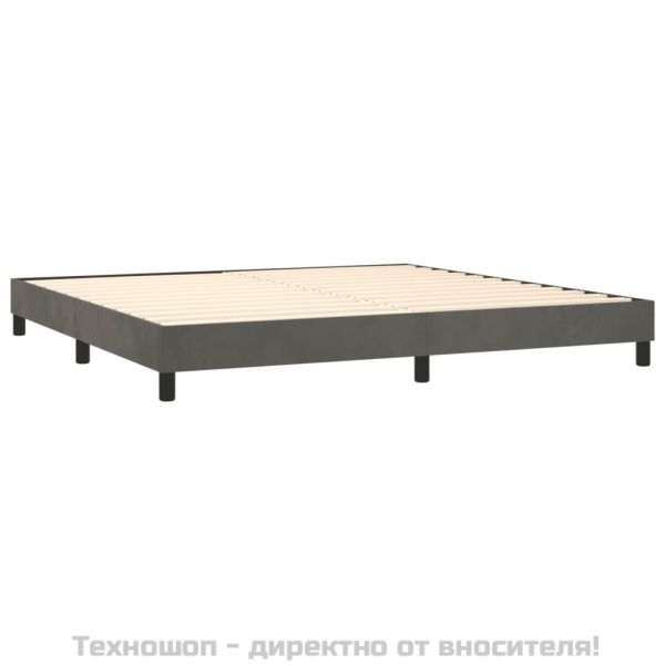Боксспринг легло с матрак, тъмносиво, 200x200 см, кадифе