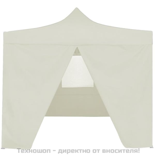 Сгъваема парти шатра с 4 странични стени 2x2 м стомана кремава