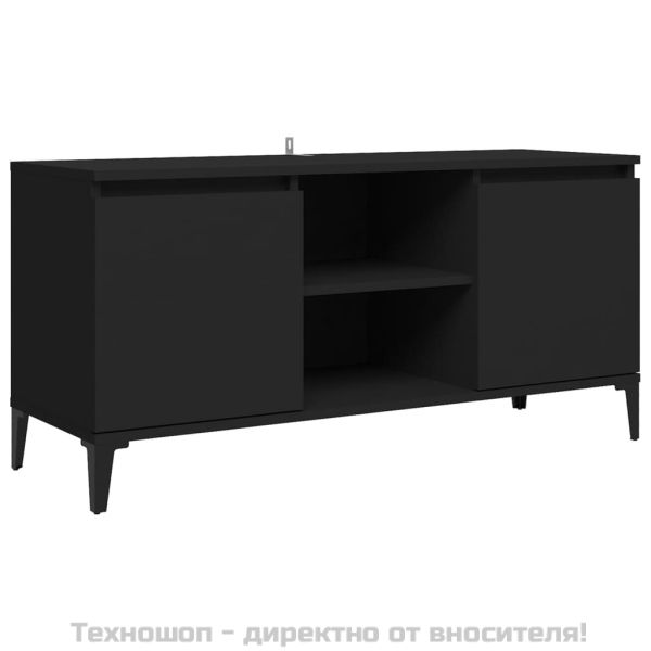 ТВ шкаф с метални крака, черен, 103,5x35x50 см