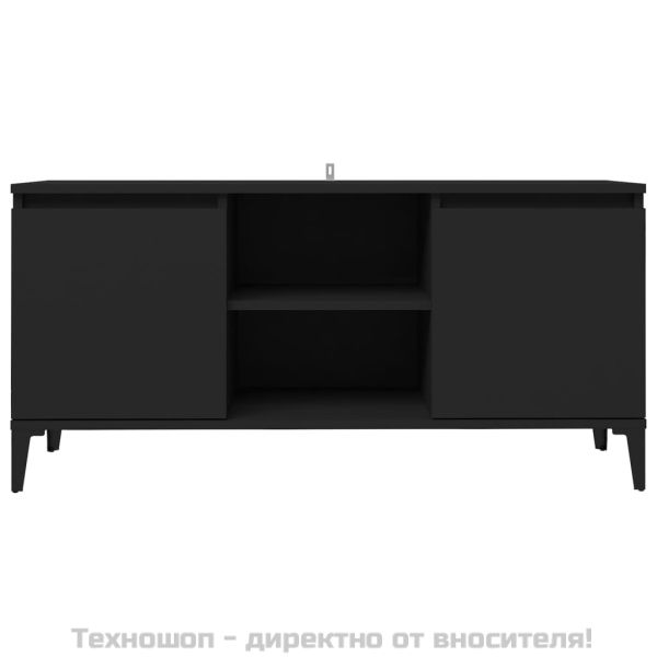ТВ шкаф с метални крака, черен, 103,5x35x50 см