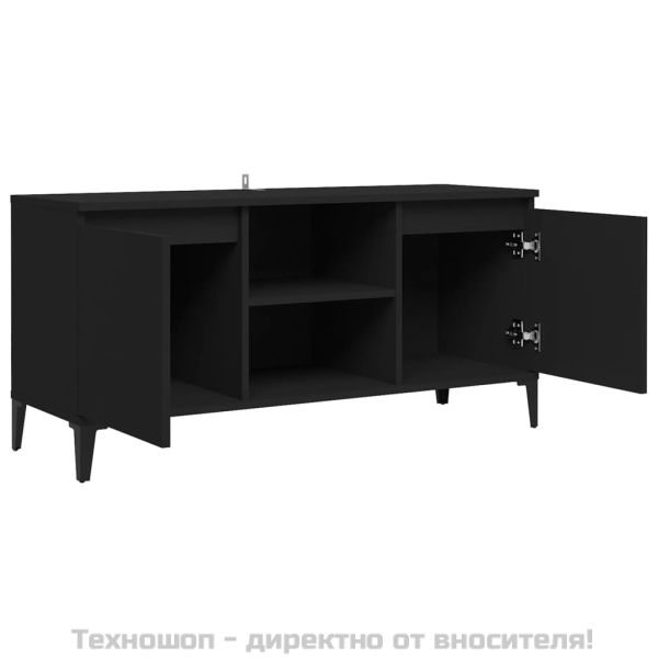 ТВ шкаф с метални крака, черен, 103,5x35x50 см