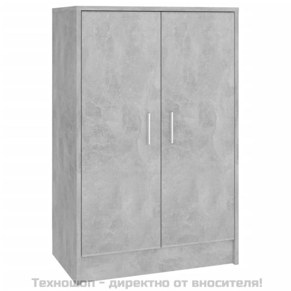 Шкаф за обувки, бетонно сив, 60x35x92 см, инженерно дърво