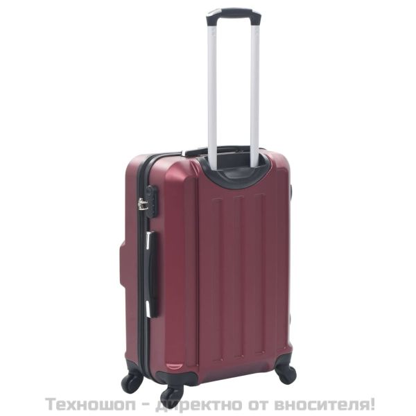 Комплект твърди куфари с колелца, 3 бр, виненочервен, ABS